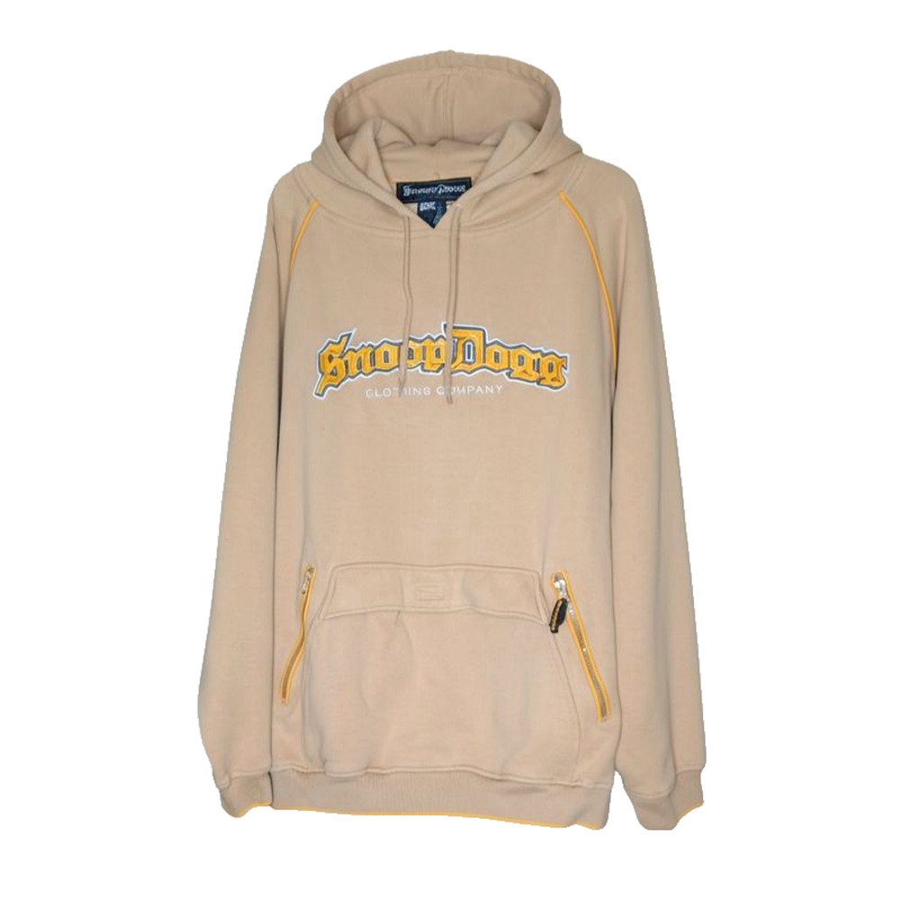 Vintage Snoop‎ Dogg Clothing Company Hoodie XL Tan Yellow Embroidered Logo Hip